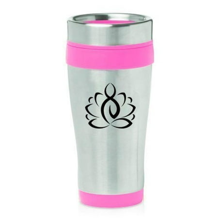 

16oz Insulated Stainless Steel Travel Mug Yoga Lotus Zen Meditation (Hot Pink) MIP