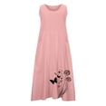 thumbnail image 5 of TIMIFIS Robes Maxi pour Femmes Robe d'Été de Plage Coton Lin Col Rond Sans Manches Longues Robes Grande Taille Camisole Chemises Robe avec Poches, 5 of 5