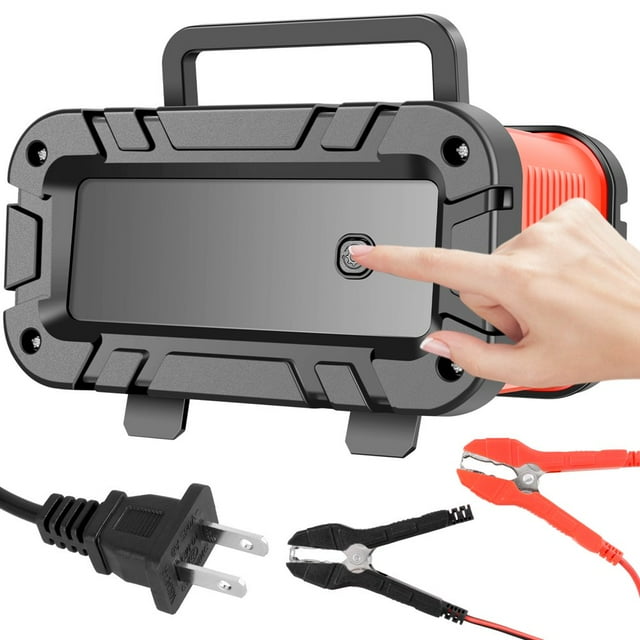 12/24V Auto Stop Trickle with 4 Modes Temperature Compensation Maintainer Repair Device for Car Boat Motorcycle Lawn Mower (Red)