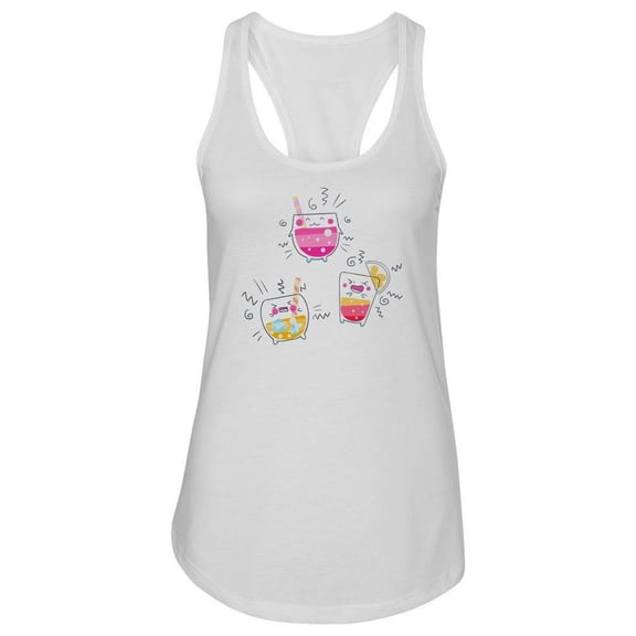 Kawaii Drinks Doodles Tank Women -Image by Shutterstock, Female Large
