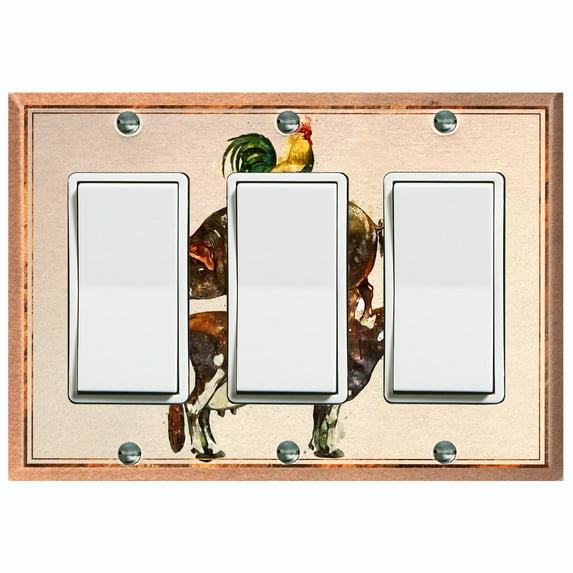Metal Light Switch Plate Cover Countryside Cow Pig Chicken Animal Farm ANM006