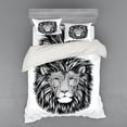 thumbnail image 2 of Ambesonne Indie Bedding Set 3 Pcs, Wild Hipster Lion Glasses, Twin XL, Black and White, 2 of 3