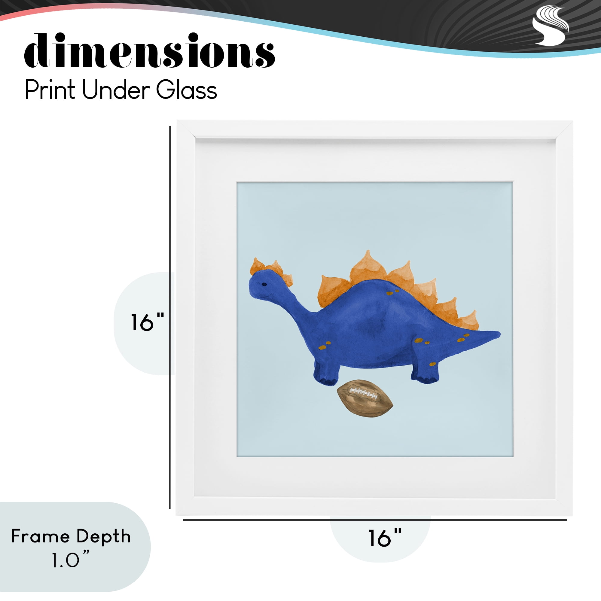 Stupell Industries Sporty Baby Dino White Framed Print Under Glass, design by Lucille Price