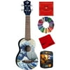 Luna UKE GW SOPRANO Soprano Ukulele with Gigbag Right Handed Great Wave Graphic Finish Bundle with Replacement Strings, Guitar Pick, Cleaning Cloth and Premium 2 YR CPS Enhanced Protection Pack