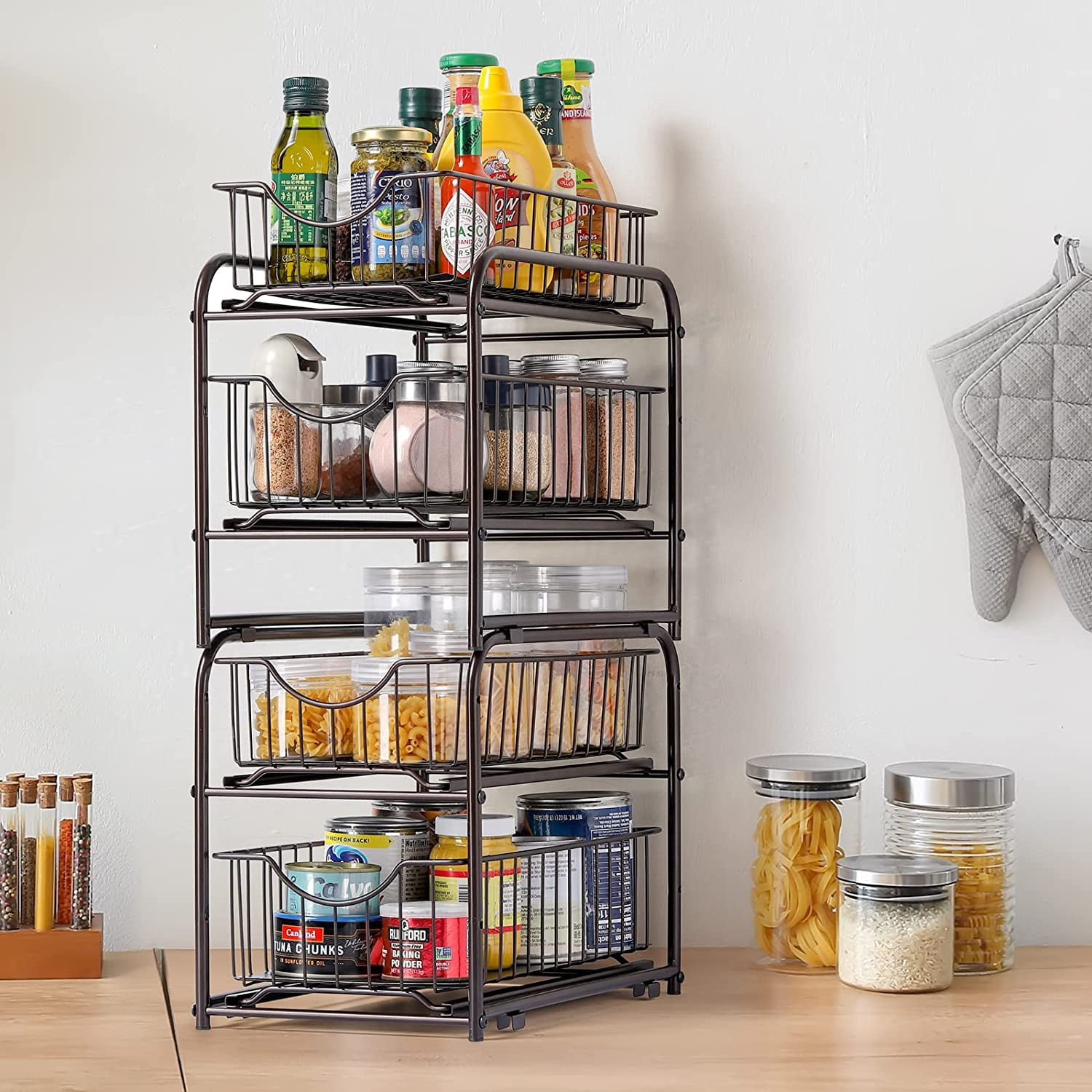 2-Tier Under Sink Storage Sliding Basket Organizer Drawer 2 Pack