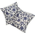 thumbnail image 7 of Navy Blue Floral Block Print Pillow Covers 16x16 Set of 2 Vintage Flower Pattern Cream Decorative Throw Pillowcases Outdoor Rustic Farmhouse Square Cushion Cases Decor for Home Couch Sofa Bed, 7 of 7