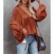 thumbnail image 4 of Blusa LAMISSCHE sexy para mujer con cuello en V profundo y manga linterna, 4 of 5