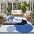 thumbnail image 2 of Area Rugs 5'x7', Boho Middle Century Carpet Runner Indoor Outdoor Rugs Home Decor Aesthetic, Abstract Blue Geometric Botanical Non Slip Mats Washable Accent Rug for Living Room Bedroom, 2 of 8