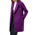 thumbnail image 4 of Allegra K Women's Double Breasted Lapel Raglan Long Sleeve Mid Length Overcoat M Purple, 4 of 9