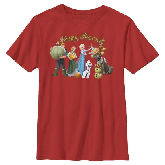 Boy's Frozen Happy Harvest  Graphic Tee Red Small