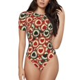 thumbnail image 1 of Saiise Motif Jetons de Poker Combinaison à Manches Courtes pour Femmes Col Rond Pyjama Justaucorps Extensible avec Fermeture à Pression-TG, 1 of 7