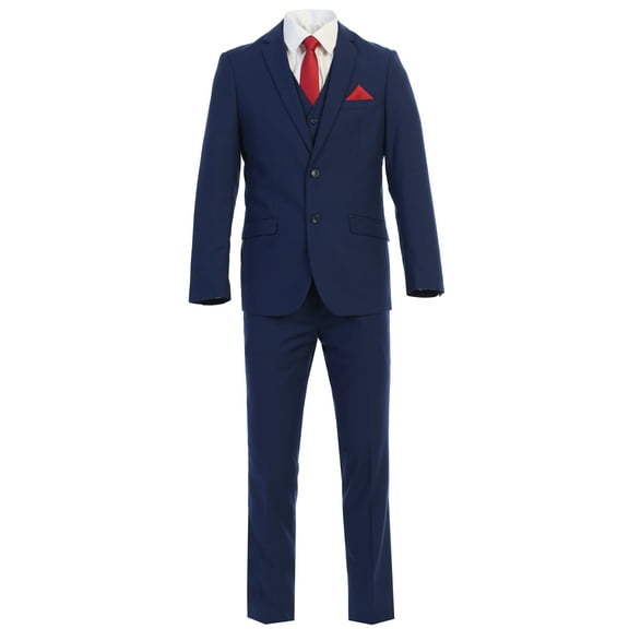 Men's Three Piece Premium Modern Fit Two Button Suit Indigo Blue