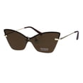 thumbnail image 2 of Womens Panel Shield Lens Futuristic Gothic Cat Eye Sunglasses Brown, 2 of 4