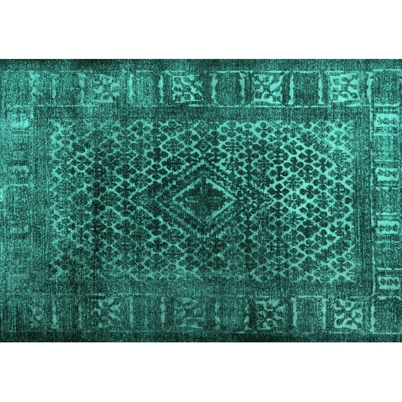Ahgly Company Machine Washable Indoor Rectangle Abstract Turquoise Blue Contemporary Area Rugs, 2' x 4'