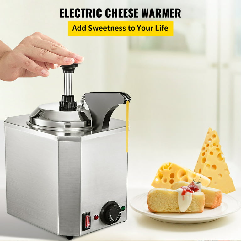 VEVOR 2.6Qt Nacho Cheese Dispenser w/Heated Pump Hot Fudge Caramel Warmer  Stainless