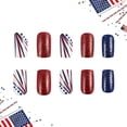 thumbnail image 4 of Yoyauz July 4th Nail Ironing Short Square Independent Day Holiday Nail Fitting US Flag Design Acrylic Nail Set for Women 24 Piece Nail Stickers, 4 of 8