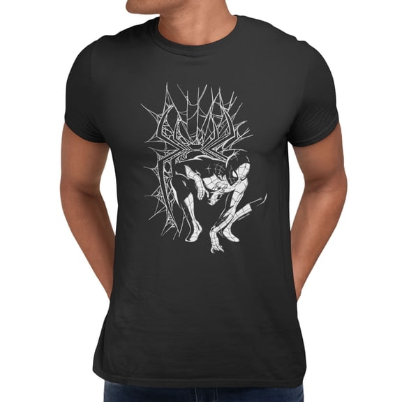 Marvel Spider-Man Brand New Day Men's Line Art Spidey Pose T-Shirt (Black, S-XXXL)