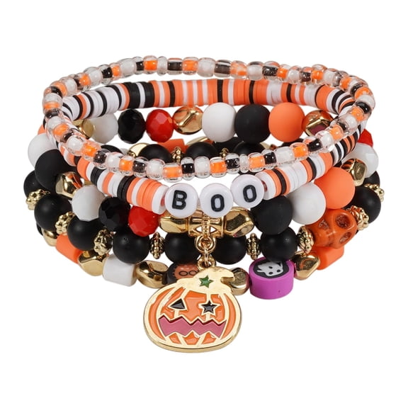 Halloween Bracelets Stackable Heishi Beaded Stretch Bracelets for Women and Girls Halloween Party Favors Costume Accessories
