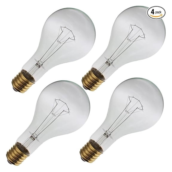 300W PS35 Mogul Base Light Bulbs (E39) - 130V, 300 Watt, 1000 Hour Life - C-9 Filament, PS35 Glass Shape - Case of 4 Bulbs