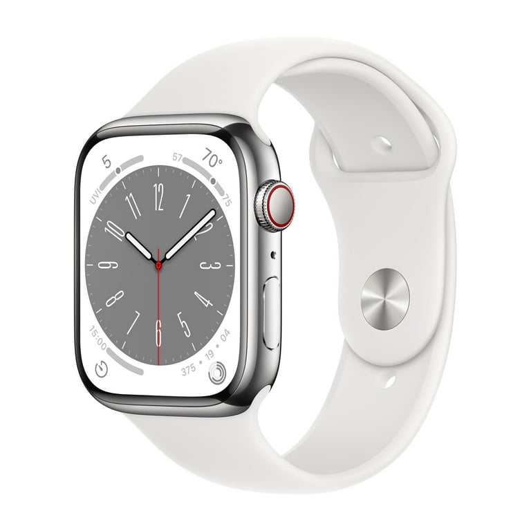 Apple Watch Series 8 GPS+Cellular, 45mm Silver Steel Case, White 