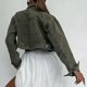 thumbnail image 4 of Puntoco Abrigo Mujer Street Retro Baggy Solapa Denim Cargo Chaqueta Otoño Hip Hop Chaqueta Corta Liquidación Puntoco Puntoco-1, 4 of 9