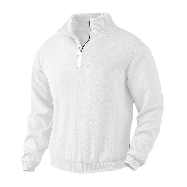 pstuiky camisetas de manga larga para hombre, Sudadera informal de manga larga con cuello alto y cremallera de color liso para hombre Tops casuales para hombres xxxl