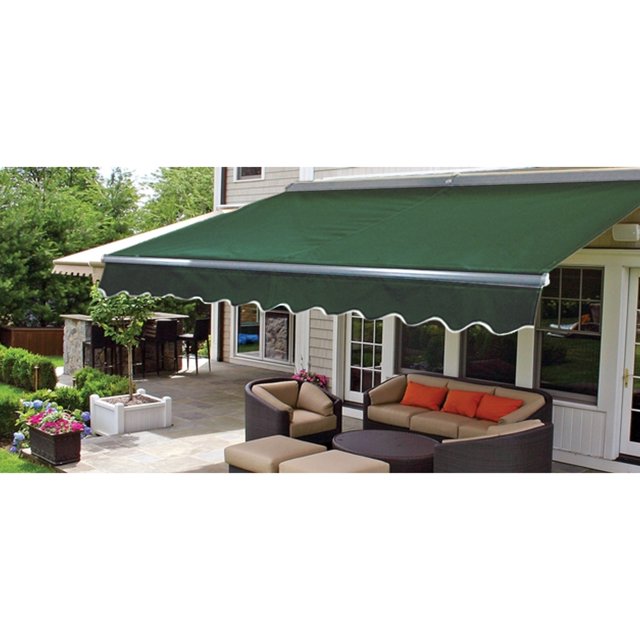 ALEKO Parasol Motorisé Demi-Cassette Auvent de Terrasse Rétractable 12x10 ft Couleur Verte