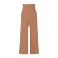 thumbnail image 2 of VISgogo Pantalones de Pierna Ancha con Volantes para Mujer, Pantalones de Color Sólido de Cintura Alta Sueltos Casuales de Verano VISgogo  moda, 2 of 4