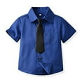 thumbnail image 6 of LNMQLPDBS Toddler Boy Short Sets Short Sleeved Solid Color Button Down Lapel Dress Shirt with Pocket + Tie + Strap Shorts 3pcs Outfits 3t Boy Clothes Baby Gentleman Suit for Party Wedding, 6 of 9