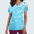 thumbnail image 2 of YOIAVAIOY Light Blue Womens Nurse Work Uniforms Short Sleeve V Neck Work Scrubs Fashion Print Tunic Blouses with Pockets XXL, 2 of 5