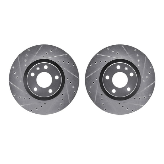 Dynamic Friction Company Front Brake Rotors-Drilled and Slotted-Silver 7002-73016