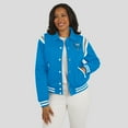 thumbnail image 4 of Women's WEAR by Erin Andrews Blue Detroit Lions Varsity Lightweight Full-Snap Jacket, 4 of 5