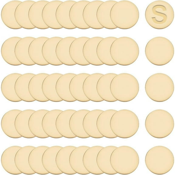 50pcs Metal Stamping Blanks 1" Engraved Metal Blanks Golden Stamping Blanks Bulk Flat Round Undrilled Blank Brass Discs for Earring Necklace Brooch Base Setting Jewelry Making No Hole