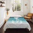 thumbnail image 4 of Nautical Anchor Teal Green Tapestry for Bedroom Wall Hanging Tapestry, Coastal Ocean Ombre Striped Ceiling Backdrop Tapestries Poster Blanket Wall Decor for Teens Room Living Room Dorm 51" x 59", 4 of 8