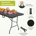 thumbnail image 5 of Folding Table 6 FT Plastic Foldable Table with Portable Carrying Handle for Party Picnic Camping BBQ Dining Kitchen, Black, 5 of 7