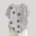 thumbnail image 2 of Npasoilc Summer Tops for Women 2024 Trendy Short Sleeve Square Neck Button Down Blouse Casual Loose T-shirts, 2 of 5