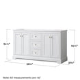 thumbnail image 3 of Wyndham Collection 60" Wood Double Bathroom Vanity in White/Brushed Gold, 3 of 3