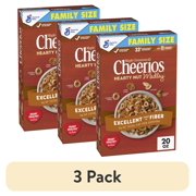 (3 pack) Cheerios Hearty Nut Medley Breakfast Cereal, Maple Cinnamon Flavored, Family Size, 20 oz