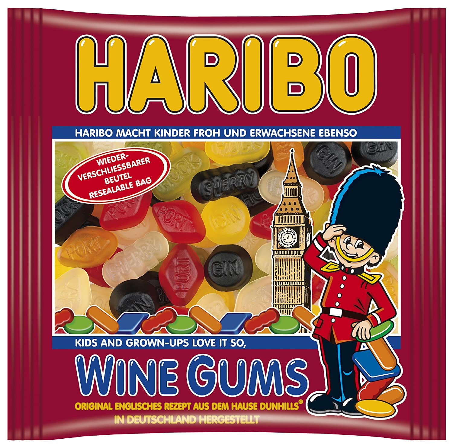 Haribo Wine Gums in Resealable Bag, 500 gram 17.6 ounces