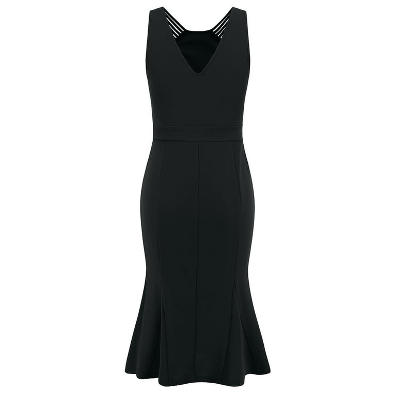 Njoeus Women's Work Office Sheath Midi Dress Sleeveless Wedding Guest  Fishtail Dresses Business Party Cocktail Bodycon Dress S-XXL - Walmart.com