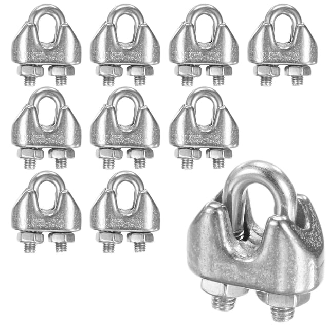 Uxcell 10-Pack Abrazaderas de Cable, Clip de Cable de Acero Inoxidable M2, Perno en U, Sujetador de Abrazaderas de Cable