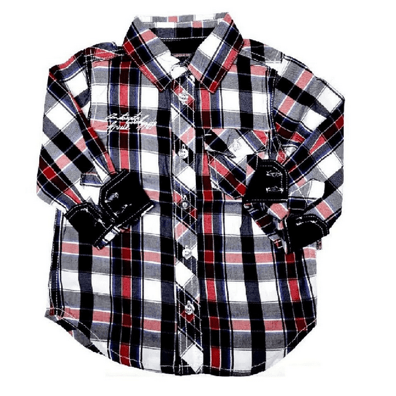 KANZ Boys Button-Down Cotton Checkered Long Sleeve Shirt 4 Years/104 cm