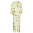 thumbnail image 4 of Puntoco Traje De Pantalón Y top De Cuello Redondo De Manga Larga Con Estampado De Rayas Informal De Verano Para Mujer Amarillo M, 4 of 5