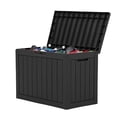 thumbnail image 4 of Dextrus 45 Gallon Weatherproof Resin Deck Box, Lockable Outdoor Storage Container, Heavy Duty Patio Storage Bin for Cushions, Throw Pillows, Garden Tools and Poolside Supplies, Black, 4 of 10