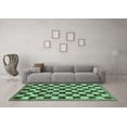 thumbnail image 3 of Ahgly Company Indoor Square Checkered Turquoise Blue Modern Area Rugs, 3' Square, 3 of 4