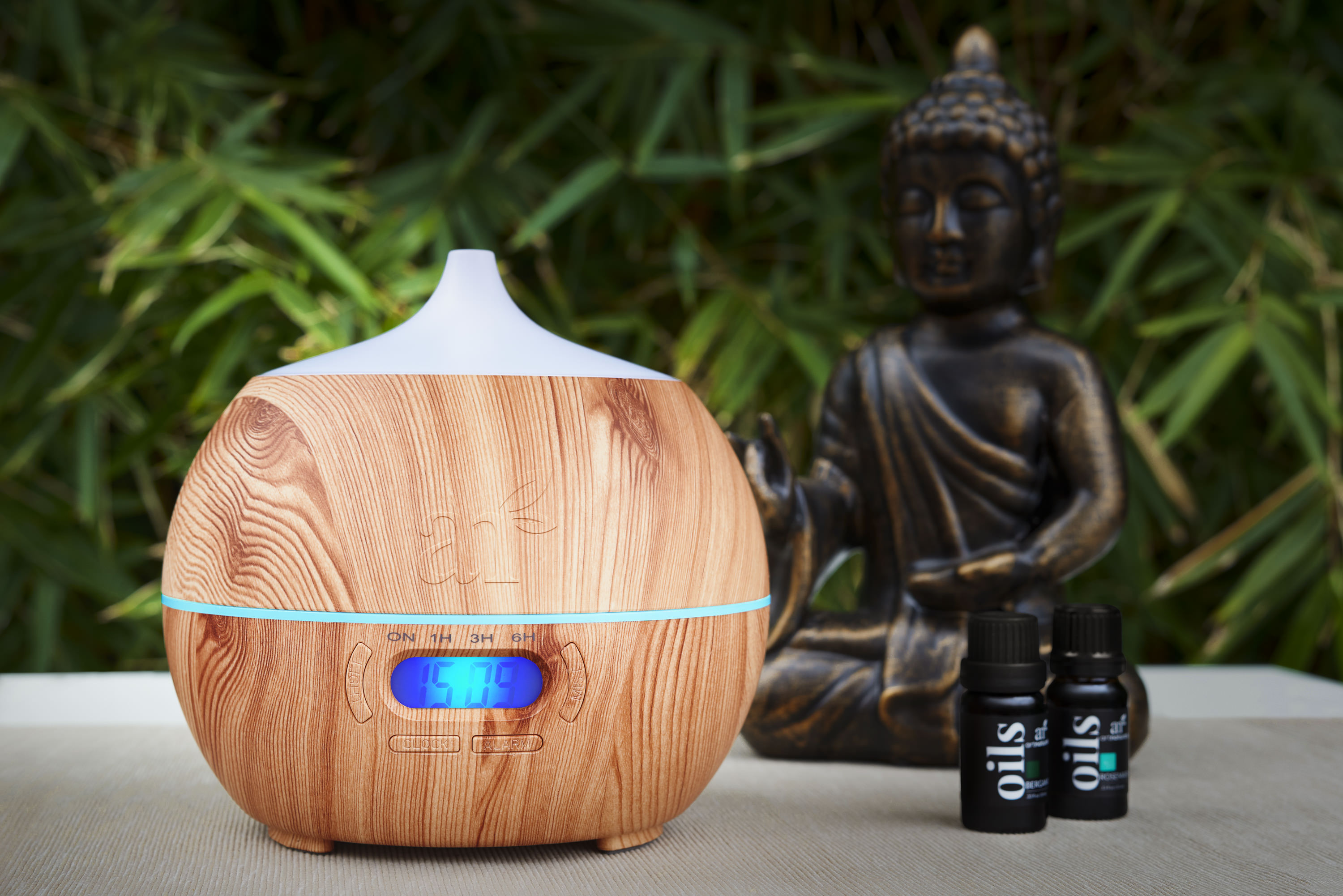 Ultrasonic Bluetooth Essential Oil Diffuser (400mL) 7 Color LED, Clock Purifier - image 2 of 6