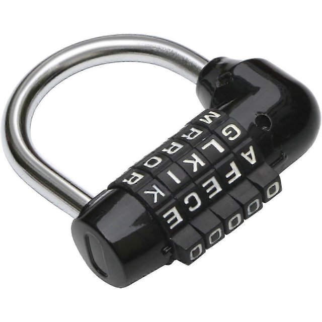 5 Letter Combination Padlock Black - Combination Locks - Bike Lock Laptop Backpack -Perfect for Escape Rooms