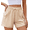 Coffee Khaki, variant on Pinspark Comfy Shorts for Women Lounge Casual Short Soft Workout Sports Wear Elastic High Waisted Cargo Pockets
