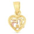 thumbnail image 3 of Ioka-14K Tri Color Solid Gold Sweet 15 Years Quinceanera Heart Charm Pendant with 0.8mm Box Chain Necklace - 16", 3 of 6