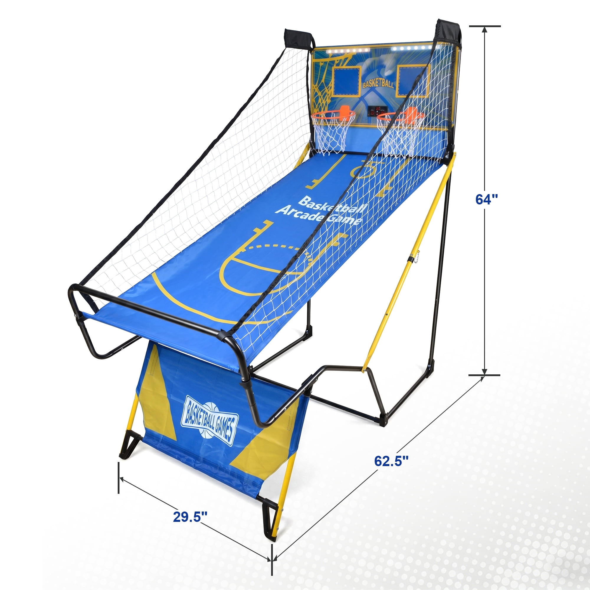 Foldable Dual Shot Basketball Arcade Game with LED Electronic Scorer, 4 Mini Basketballs & Hand Pump Included, Two-Player Indoor Shooting Game for Kids Teens Family Game Night